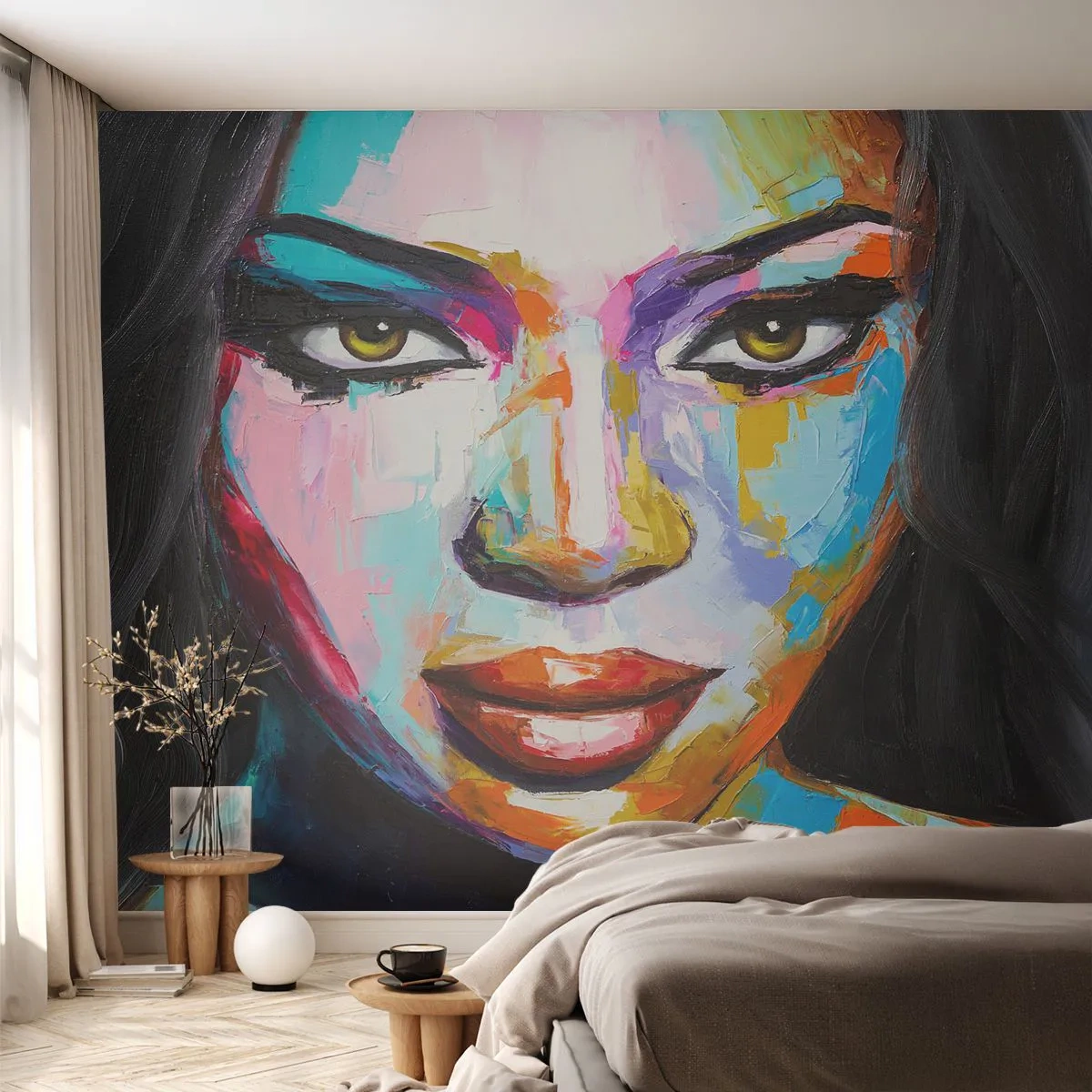 Fototapet Premium Sand - Du kan ikke tage dine øjne fra - Portræt af en kvinde, ansigt, Stykke - 300x210 cm