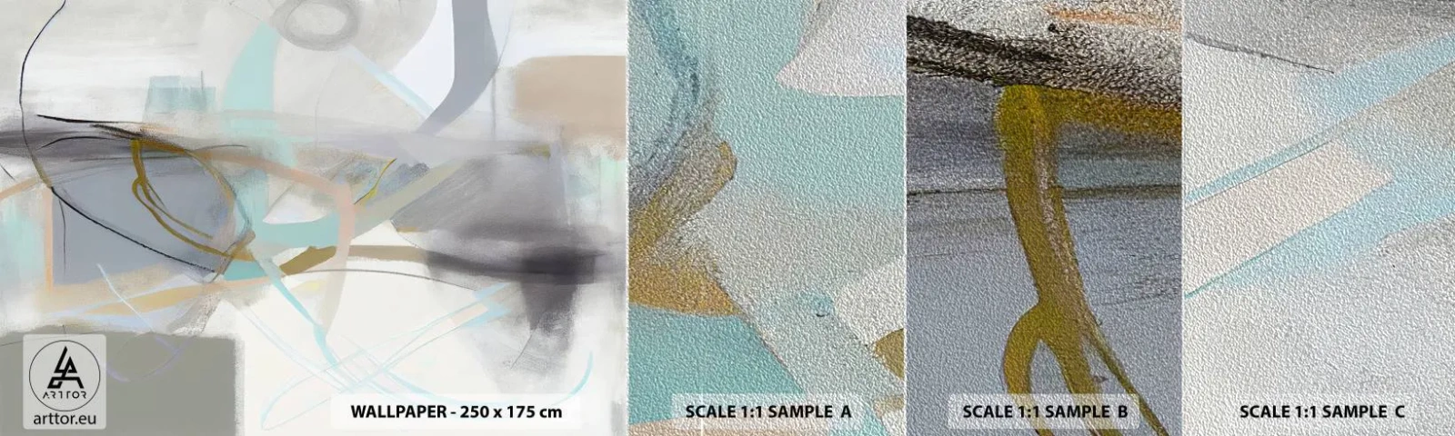 Prøve Fototapet Premium Sand - Tågeagtig abstraktion - Abstraktion, Stykke, Lyse - 100x30 cm