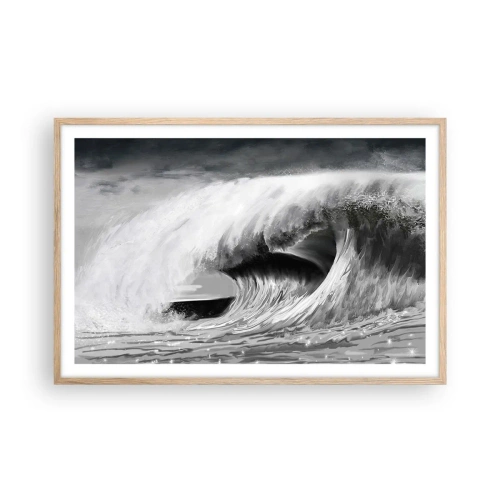 Plakat i ramme af lyst egetræ - Havets vrede - 91x61 cm
