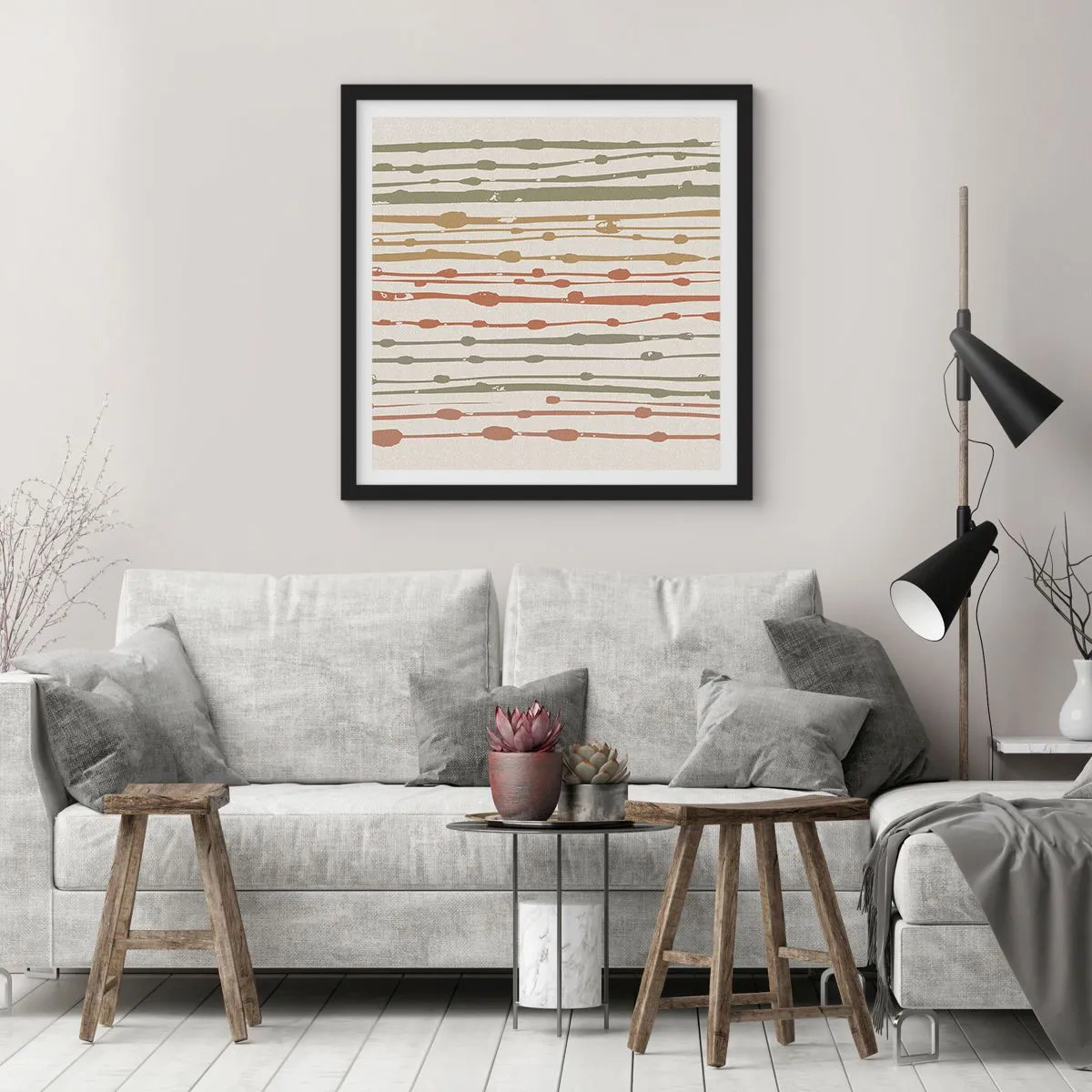 Plakat i sort ramme - Musikalsk farvenotation - 40x40 cm