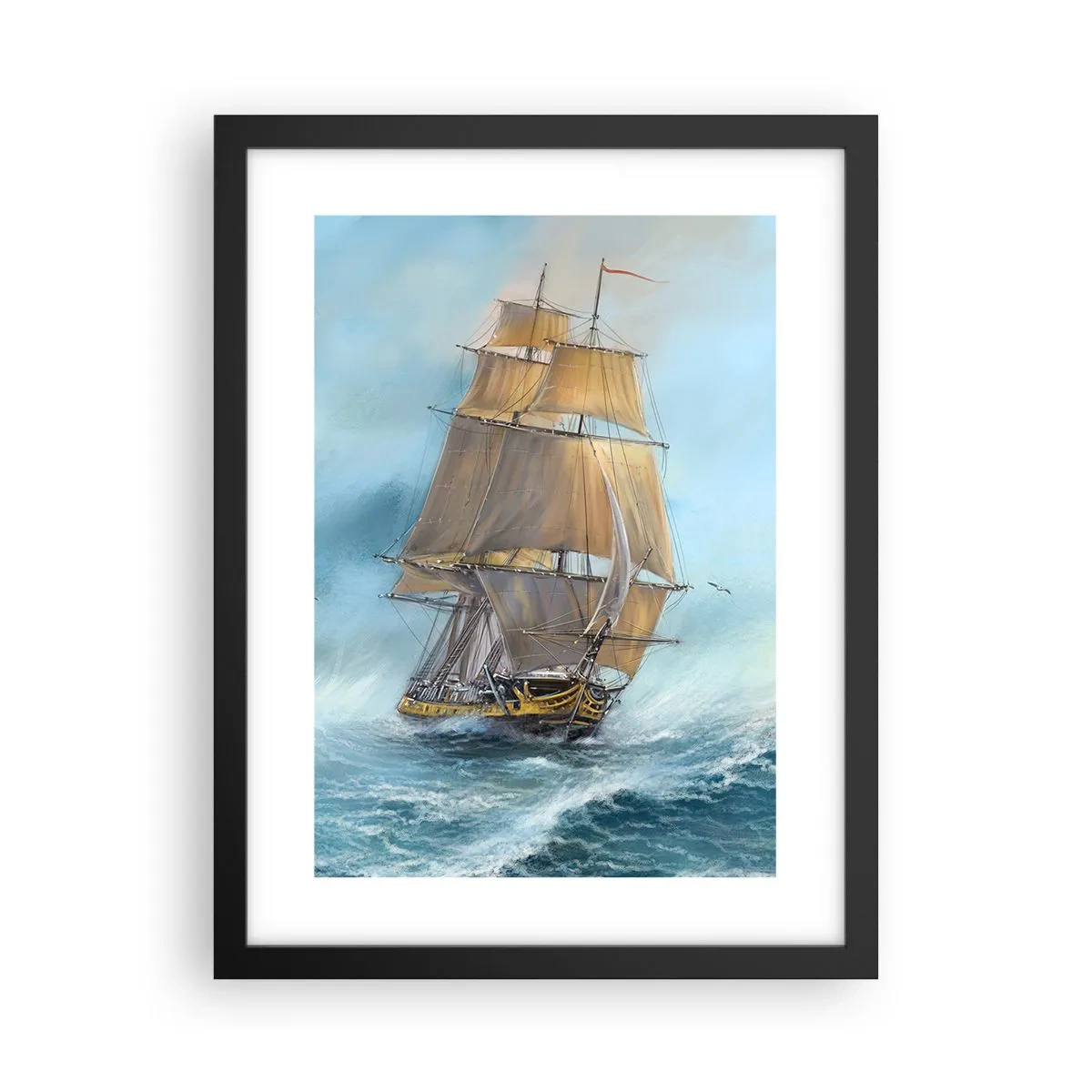 Plakat i sort ramme - Bølgende gennem bølgerne - 30x40 cm