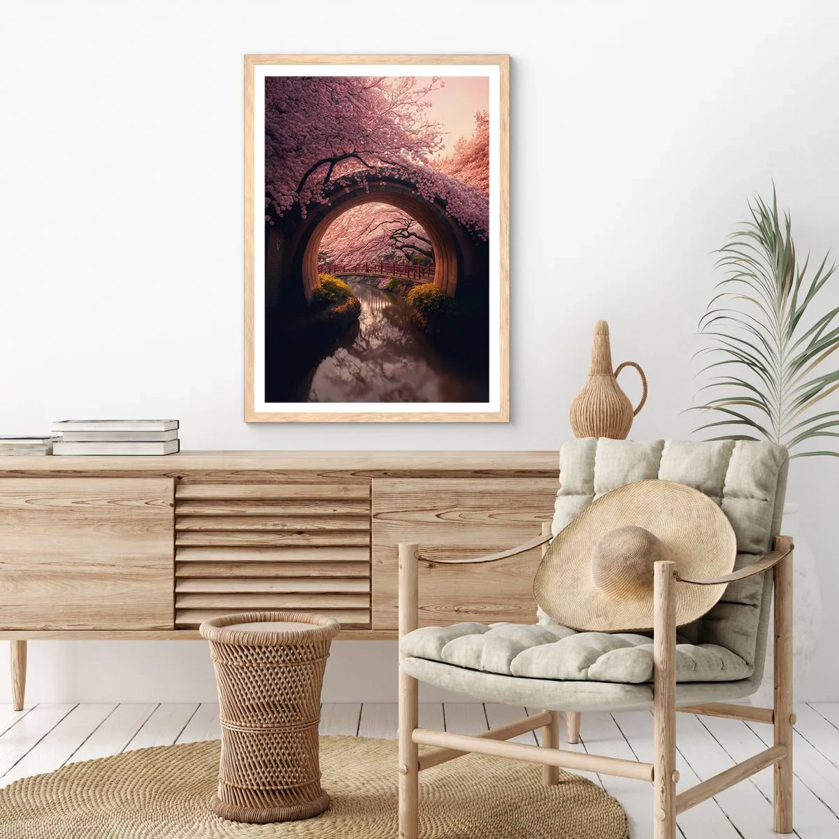 Plakat i ramme af lyst egetræ - Japansk forår - 61x91 cm