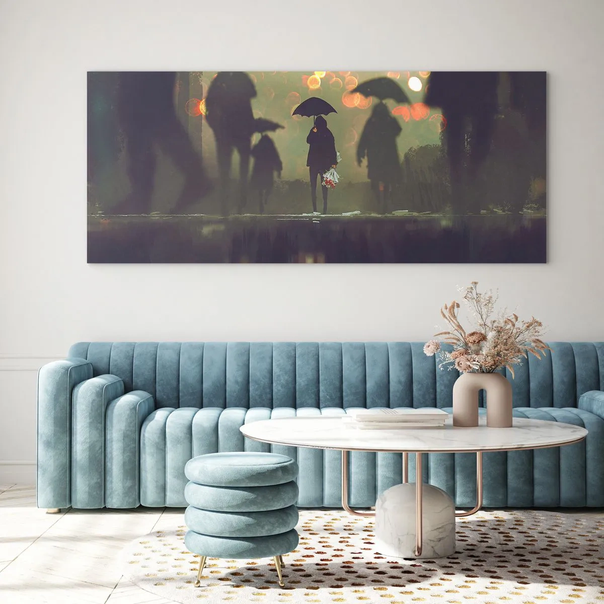 Billede på glas - Set fra en regndråbes perspektiv - 160x50 cm