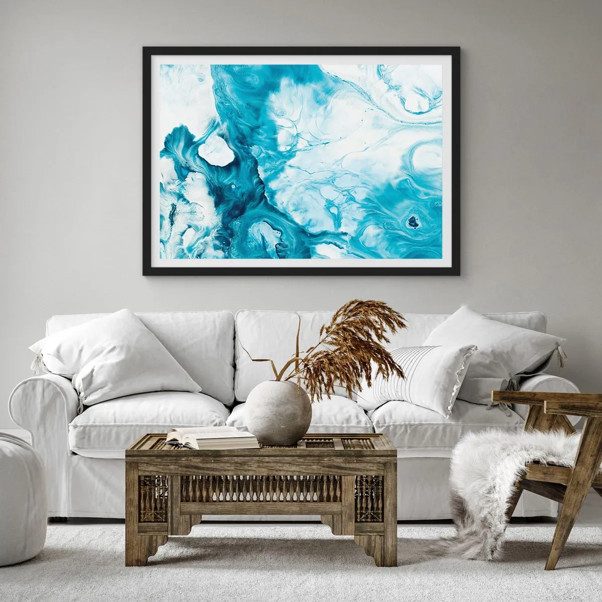 Plakat i sort ramme - Blå koncert - 50x40 cm