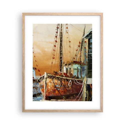 Plakat i ramme af lyst egetræ - Fredelig tilbagevenden - 40x50 cm