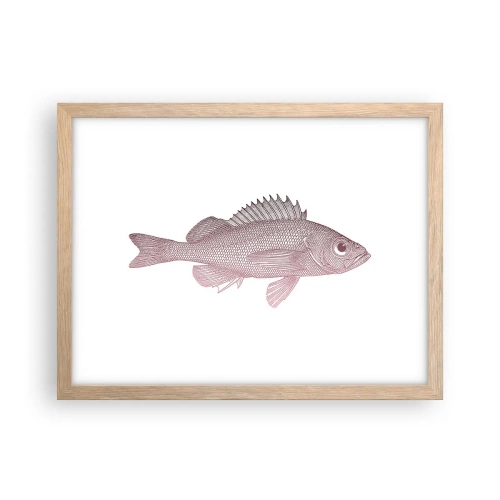 Plakat i ramme af lyst egetræ - Fisk med store øjne - 40x30 cm
