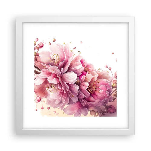 Plakat i hvid ramme - Kirsebærblomst - 30x30 cm