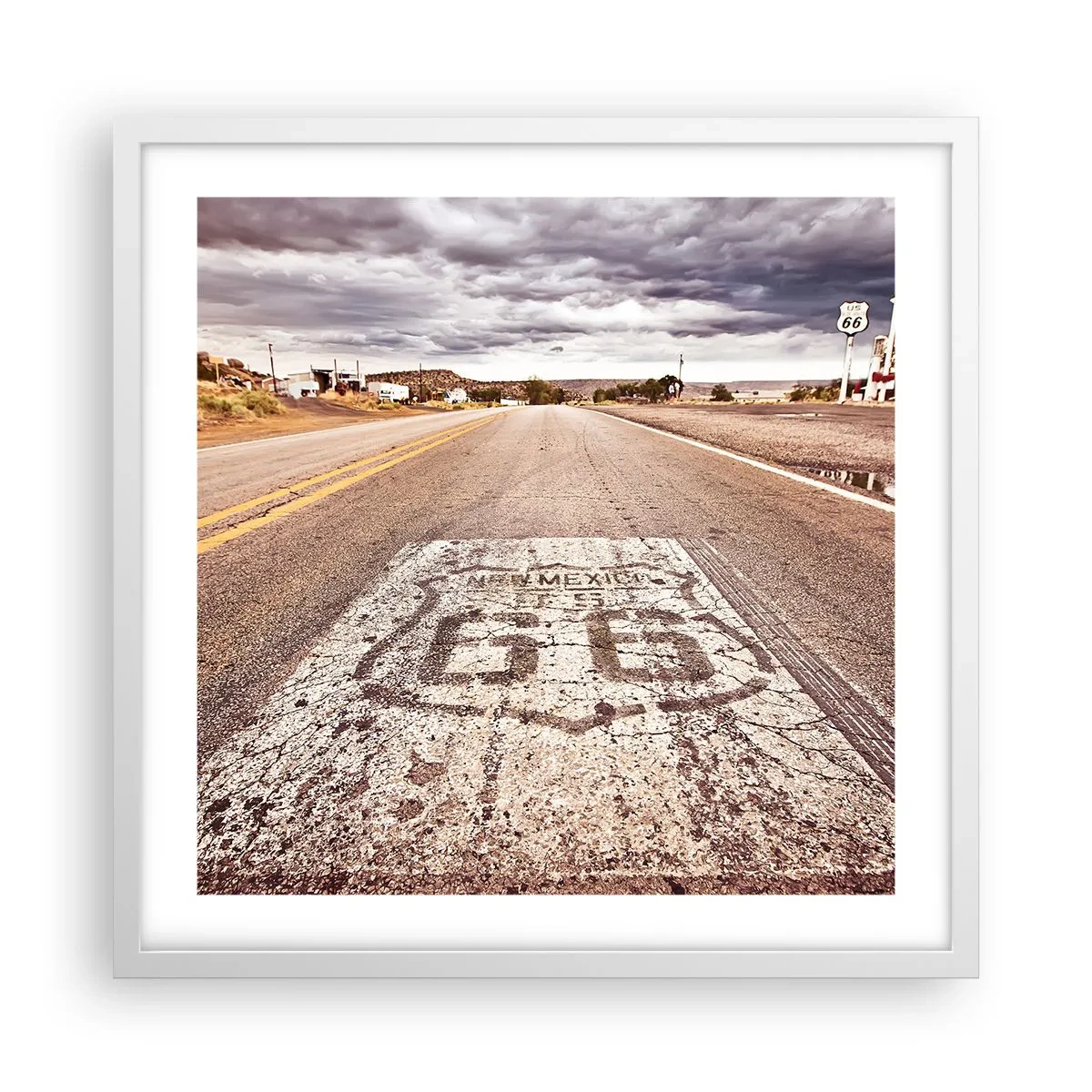 Plakat i hvid ramme - Mother Road - amerikansk legende - 50x50 cm