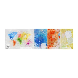Prøve Fototapet Premium Canvas - Alle verdens farver - Verdenskort, Kontinenter, Rejser - 100x30 cm