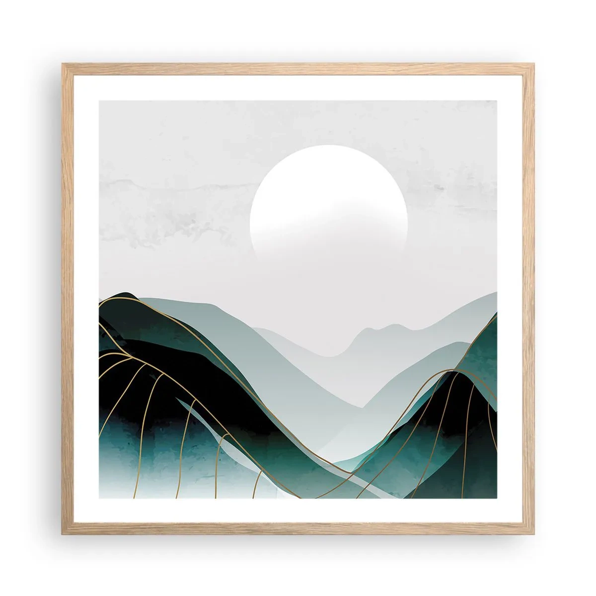 Plakat i ramme af lyst egetræ - I fuld majestæt - 60x60 cm
