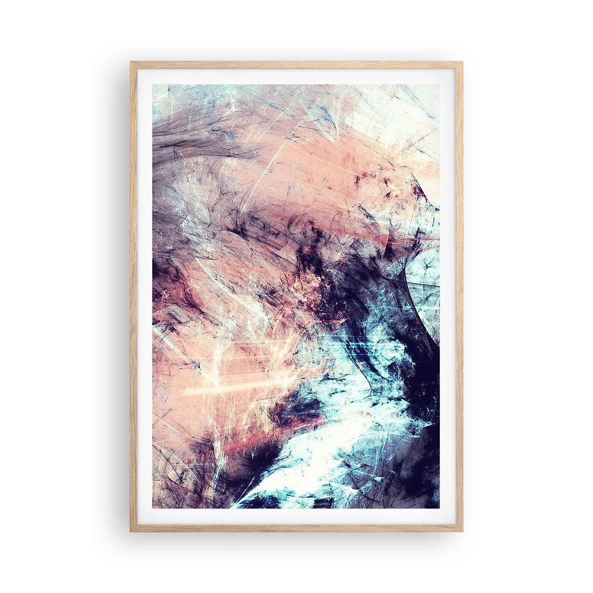 Plakat i ramme af lyst egetræ - Mærk vinden - 70x100 cm