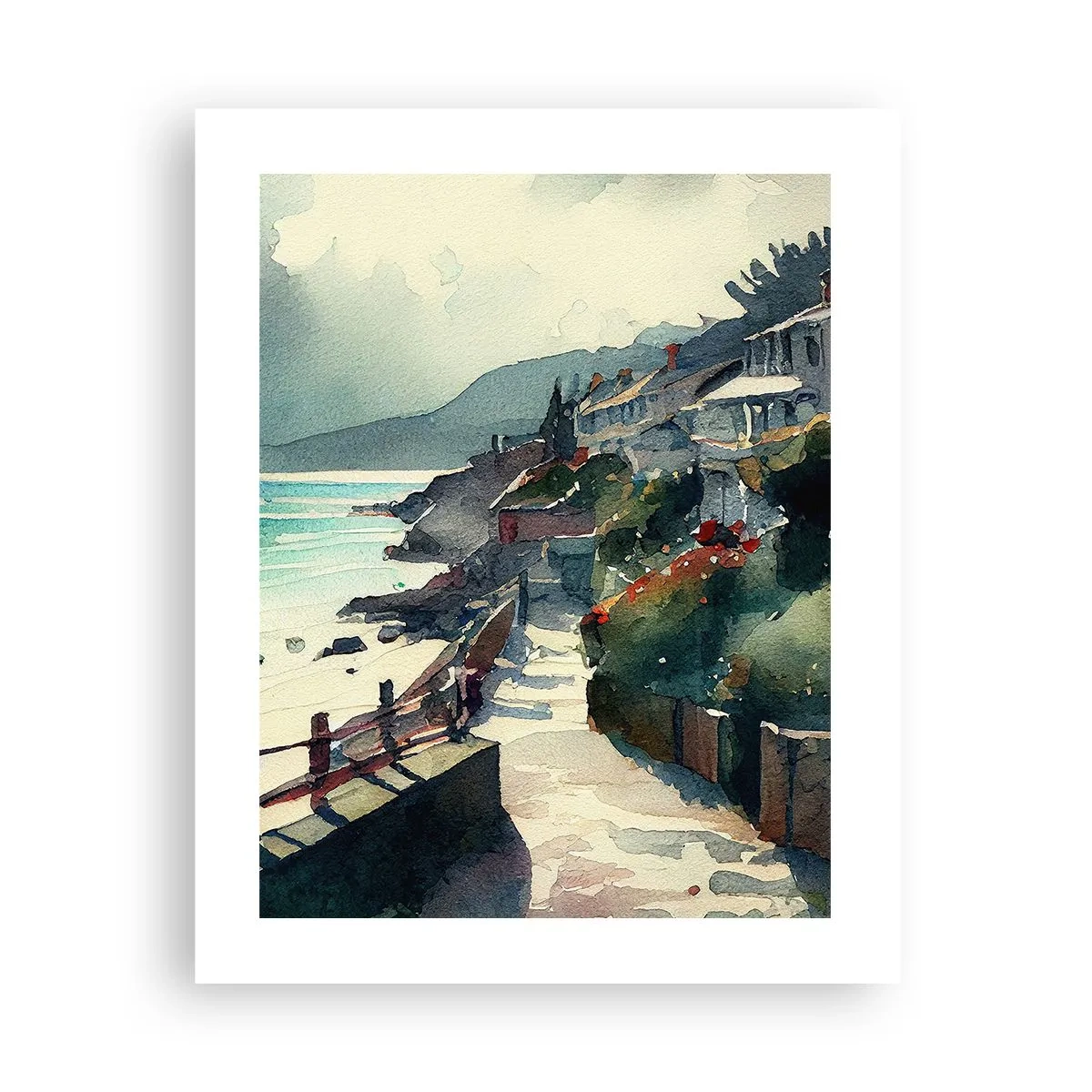 Plakat - Middelhavsby - 40x50 cm