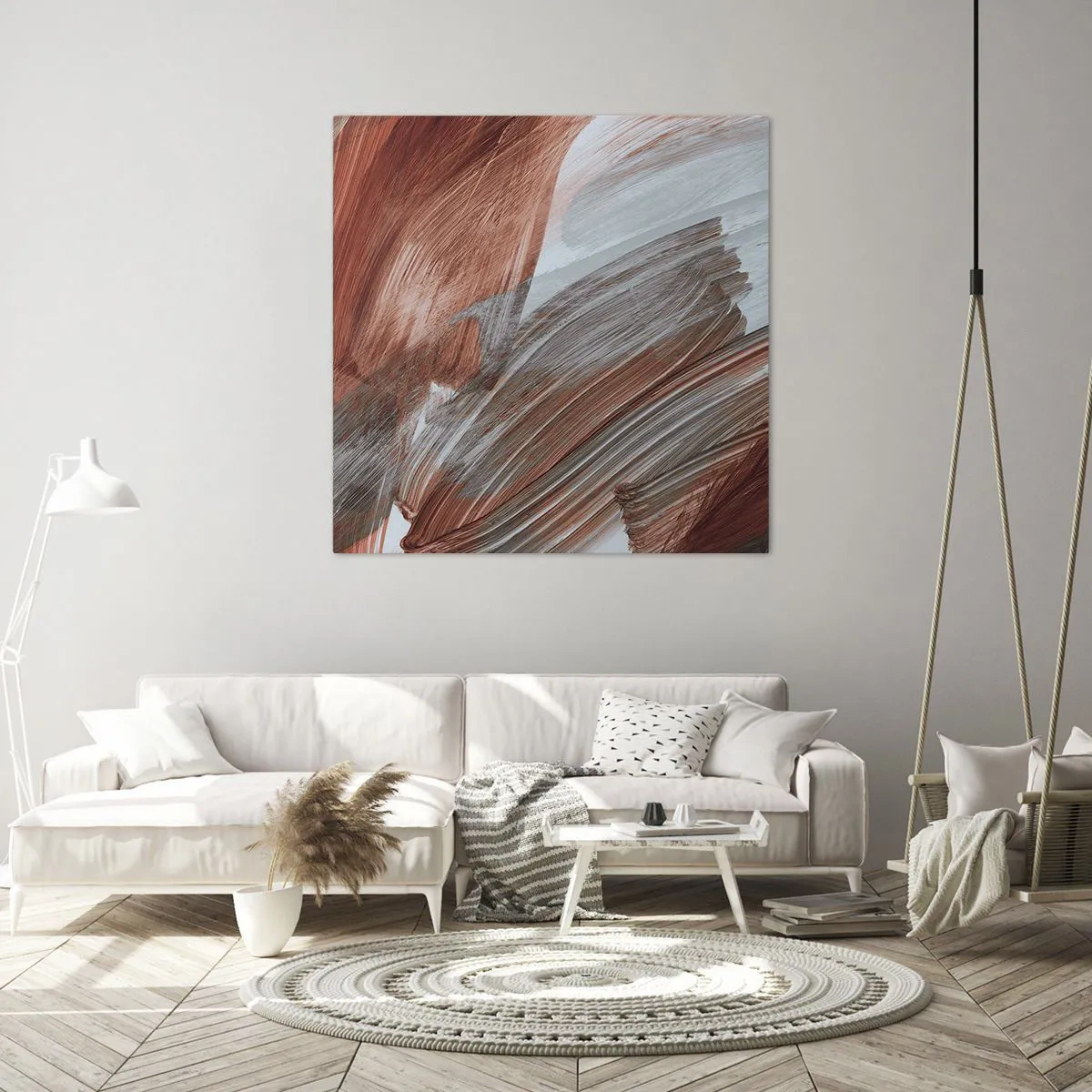 Lærredstryk - Billede på lærred - Efterårsagtig og blæsende abstraktion - 30x30 cm