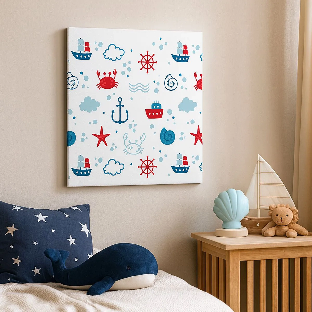 Lærredstryk - Billede på lærred - En fortælling om havet - 30x30 cm