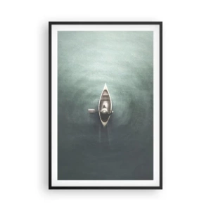 Plakat i sort ramme - På tværs af en månelyst sø - 61x91 cm