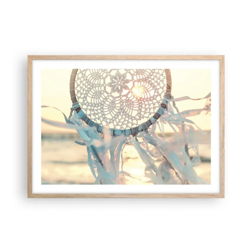 Plakat i ramme af lyst egetræ - Totem med blonder - 70x50 cm