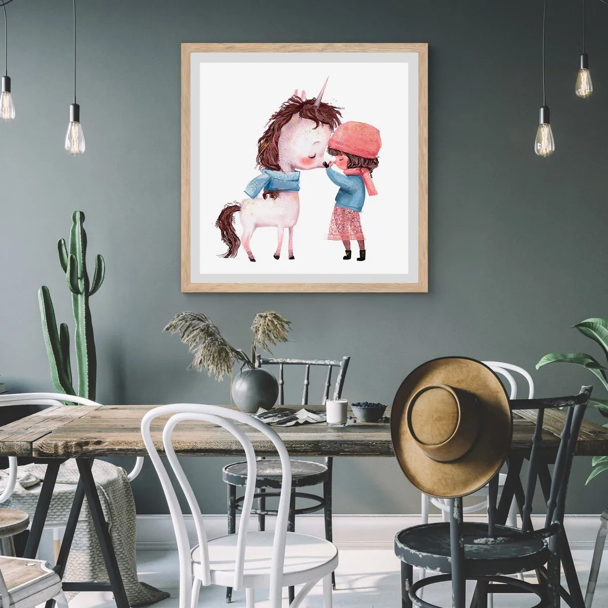 Plakat i ramme af lyst egetræ - En vinterhistorie - 40x40 cm