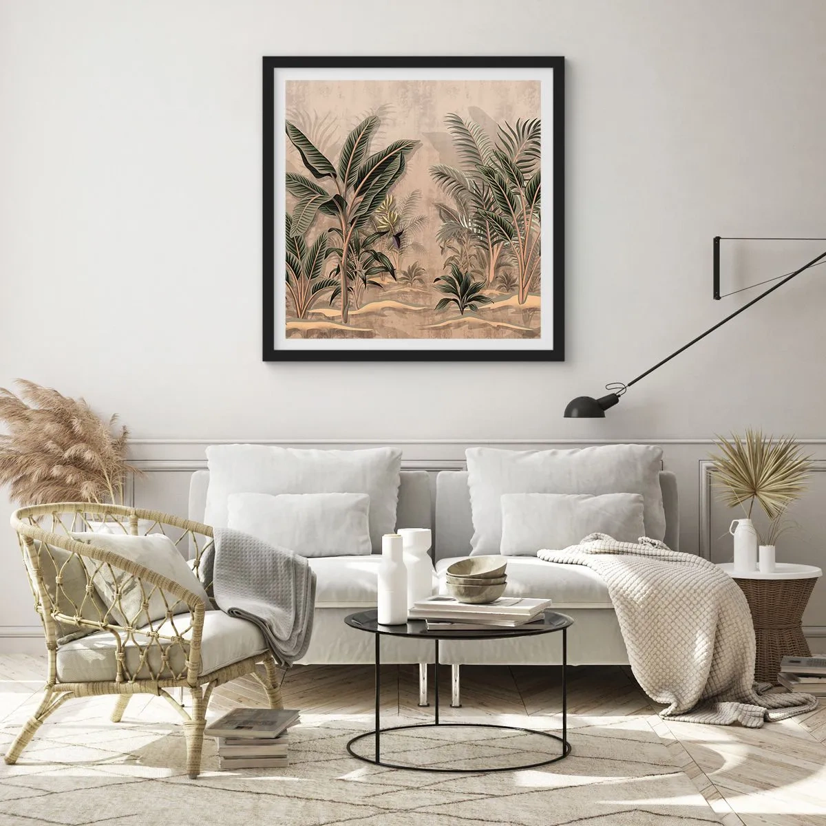 Plakat i sort ramme - Gravering i kolonistil - 30x30 cm