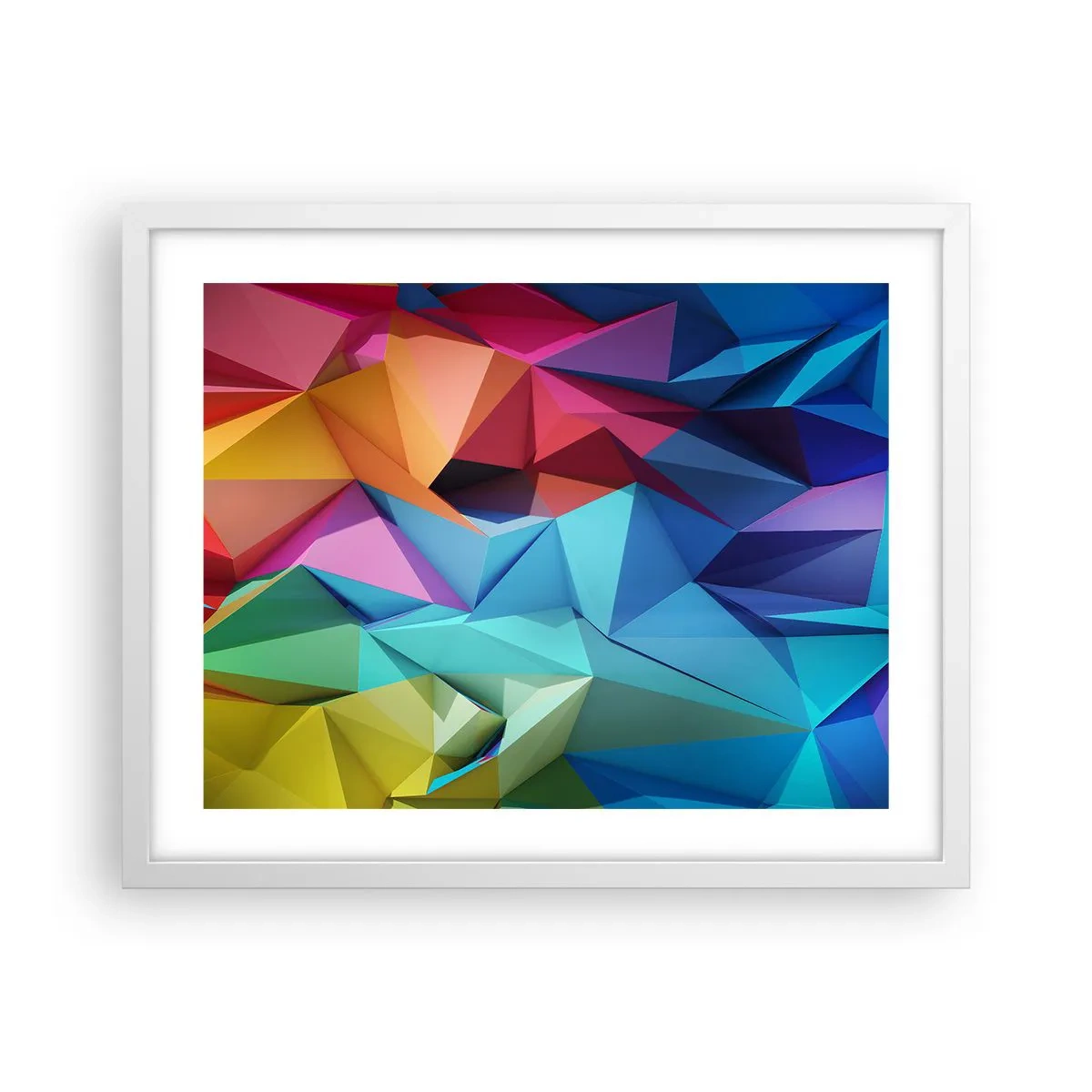 Plakat i hvid ramme - Regnbue origami - 50x40 cm