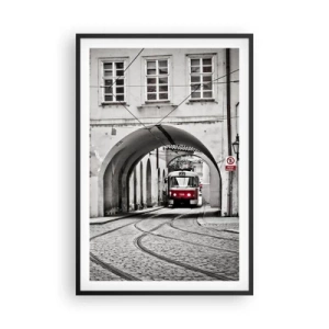 Plakat i sort ramme - Gennem byens labyrint - 61x91 cm