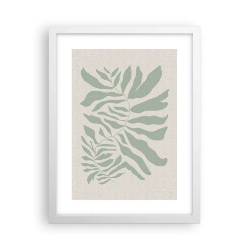 Plakat i hvid ramme - Smaragdgrøn gren - 30x40 cm