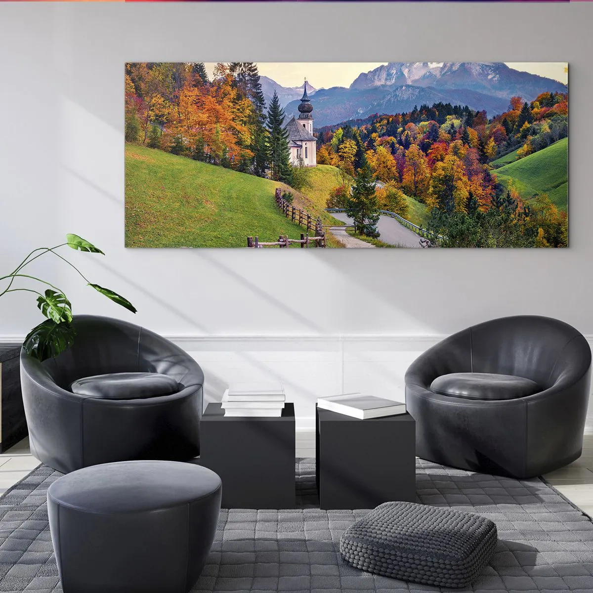 Billede på glas - Landskab som maleri - 160x50 cm