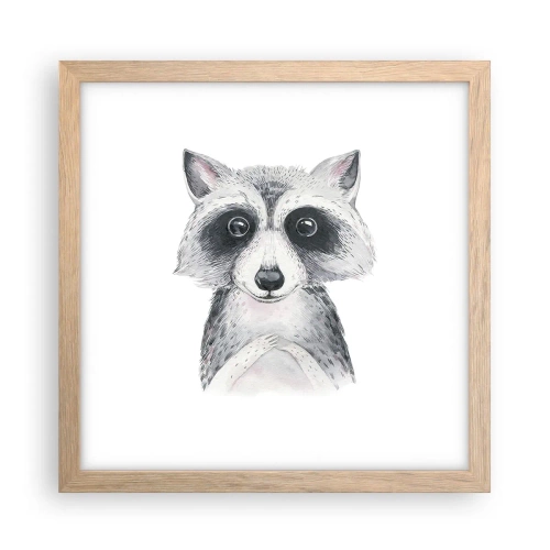 Plakat i ramme af lyst egetræ - Et øjeblik til at trække på skuldrene - 30x30 cm