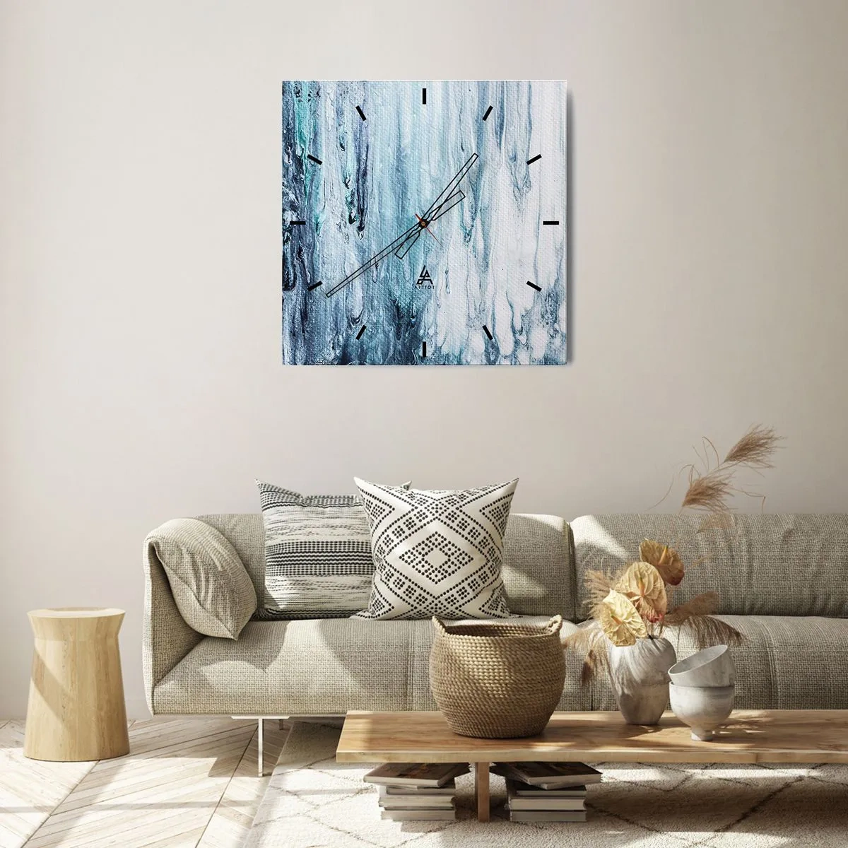 Vægur, Uret - Blå istapper - 30x30 cm