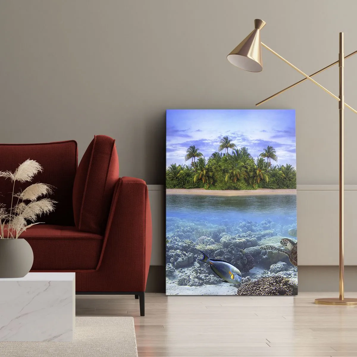 Lærredstryk - Billede på lærred - Den himmelske ø inviterer dig - 50x70 cm