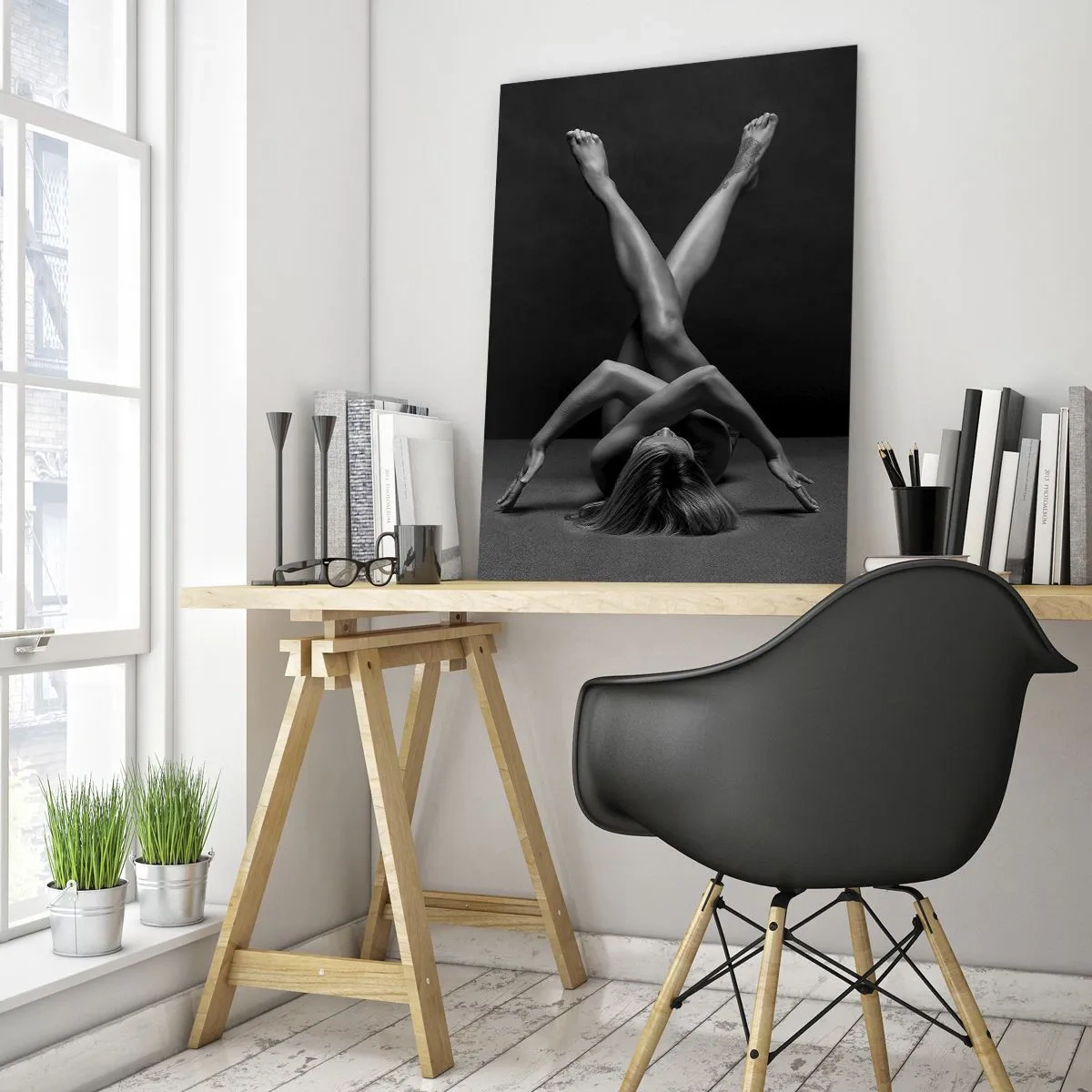 Billede på glas - Nøgenhedens geometri - 50x70 cm