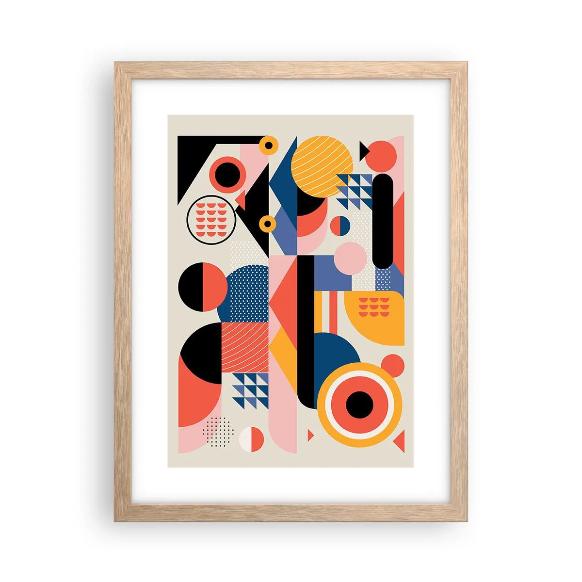 Plakat i ramme af lyst egetræ - Komposition: Leg - 30x40 cm