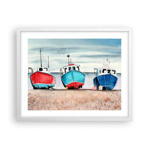 Plakat i hvid ramme - Klar til at fange - 50x40 cm