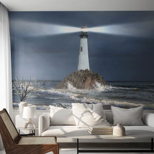 Fototapet Selvklæbende Deluxe Sticker - Her...her...her! - Landskab, Fyrtårn, Ø - 350x256 cm