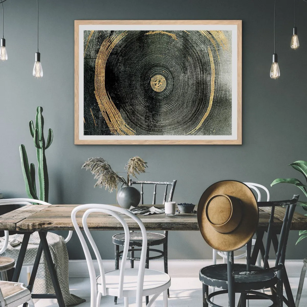 Plakat i ramme af lyst egetræ - Forandring og varighed - 70x50 cm