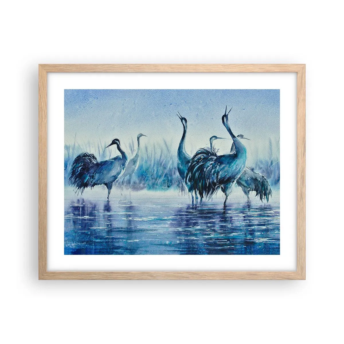 Plakat i ramme af lyst egetræ - Morgenmøde - 50x40 cm