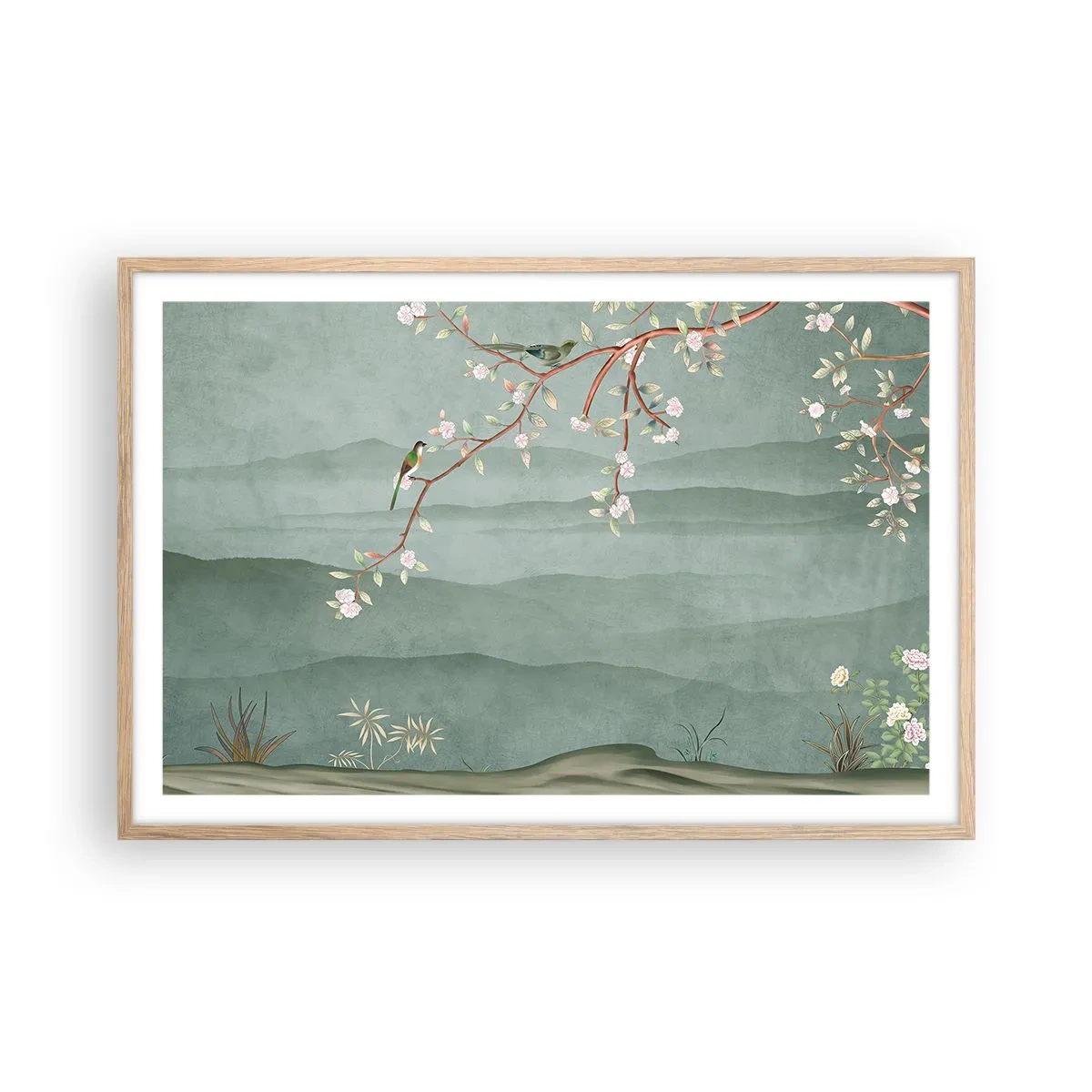 Plakat i ramme af lyst egetræ - Forår, ah, det er dig - 91x61 cm