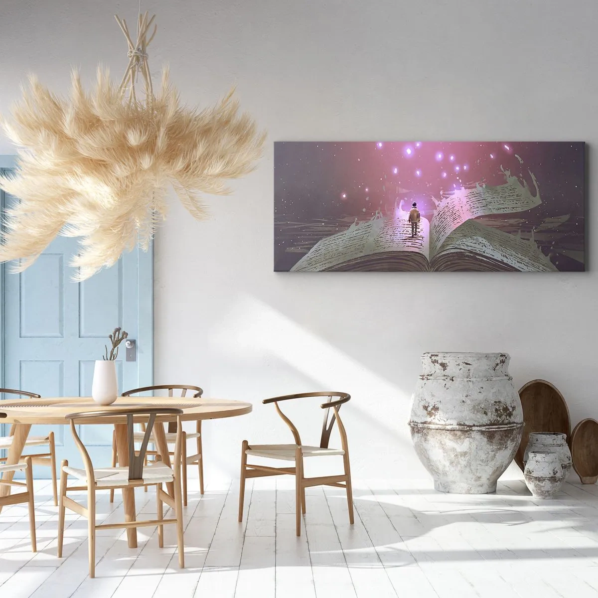 Lærredstryk - Billede på lærred - En invitation til en anden verden - læs den! - 100x40 cm