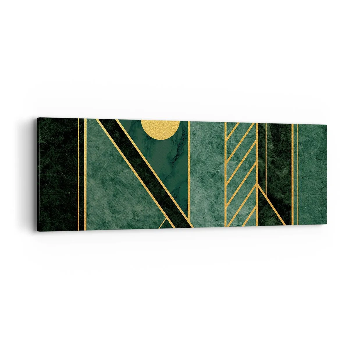 Lærredstryk - Billede på lærred - Dynamikken i guld og azurblå - 90x30 cm