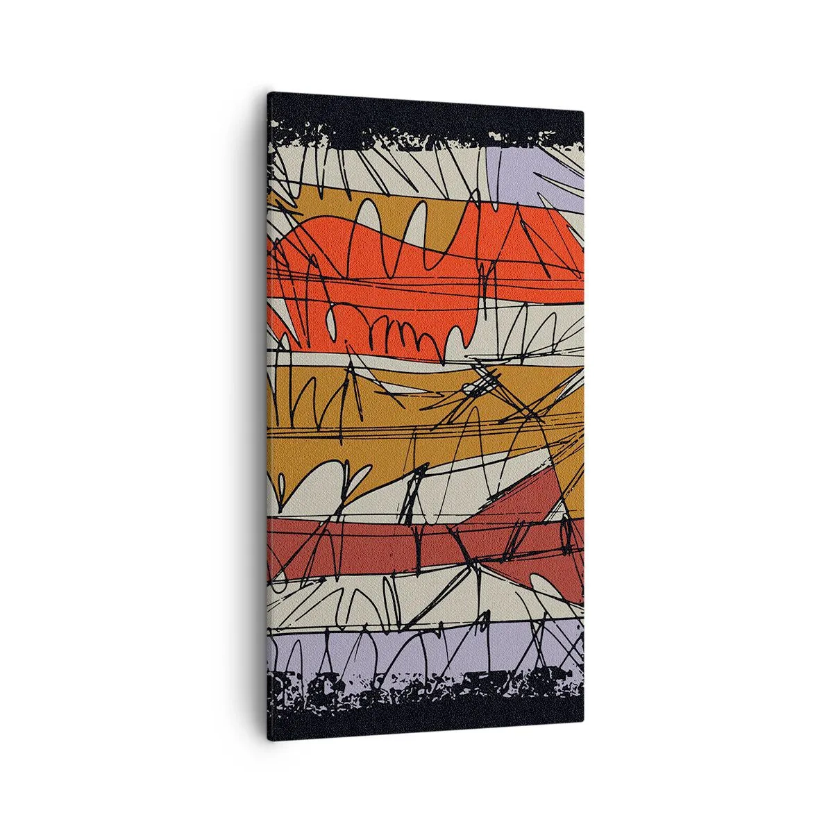 Lærredstryk - Billede på lærred - Spontan komposition - 55x100 cm