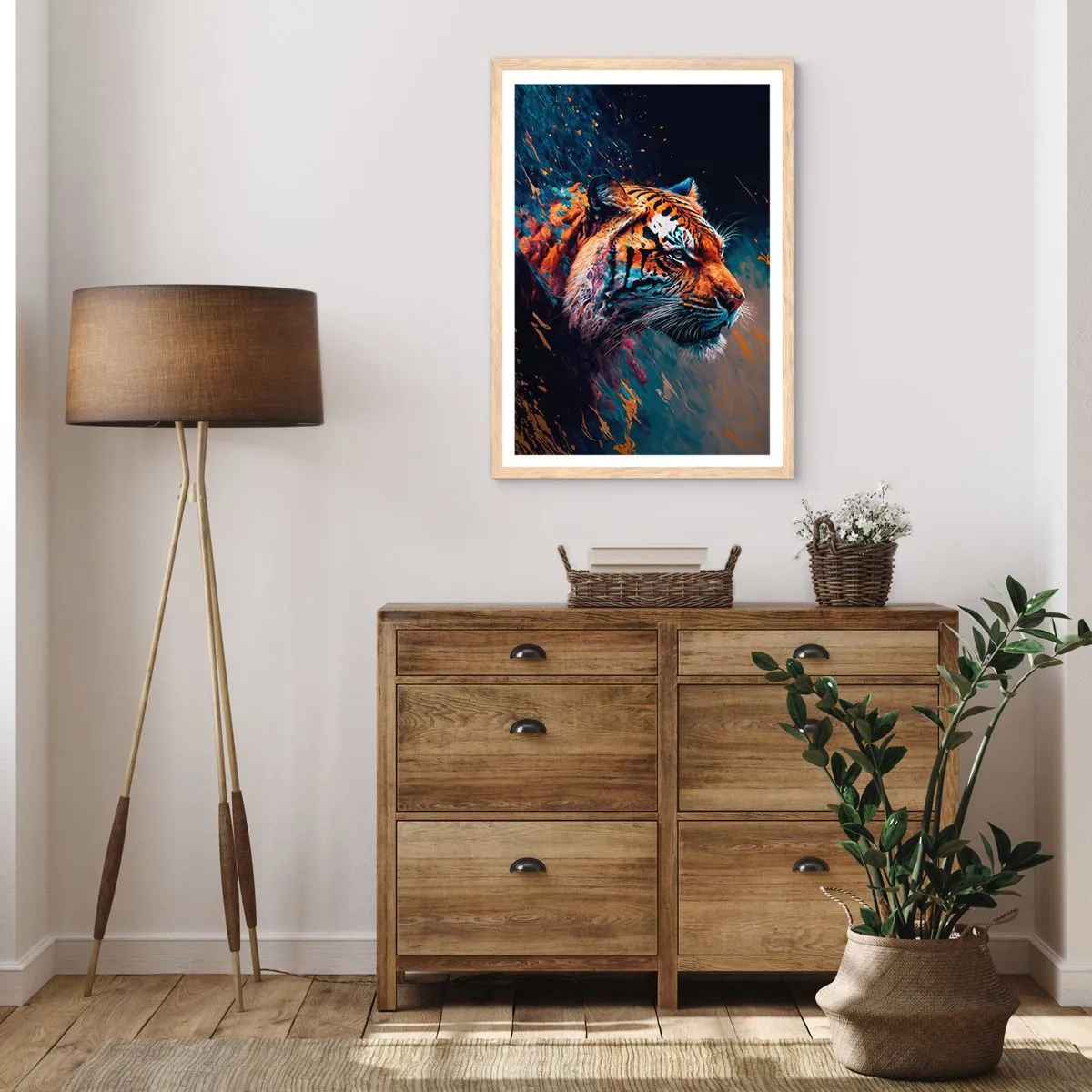 Plakat i ramme af lyst egetræ - Vild skønhed - 70x100 cm