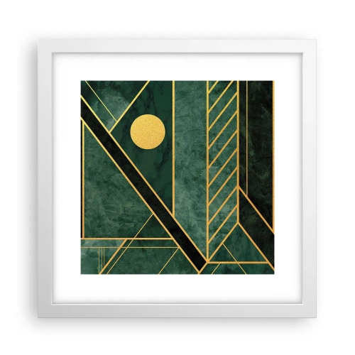 Plakat i hvid ramme - Dynamikken i guld og azurblå - 30x30 cm