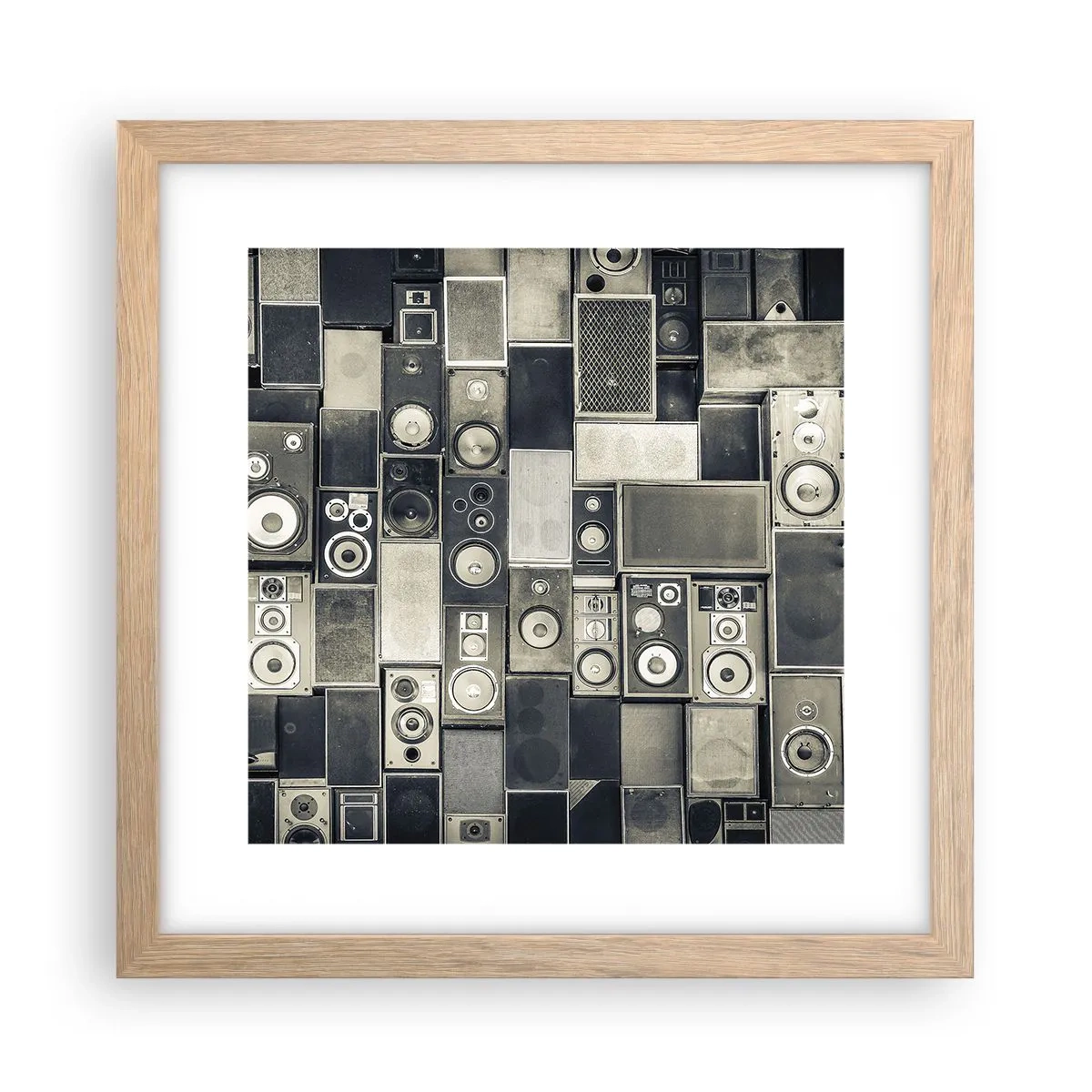 Plakat i ramme af lyst egetræ - Og alt er i orden - 30x30 cm