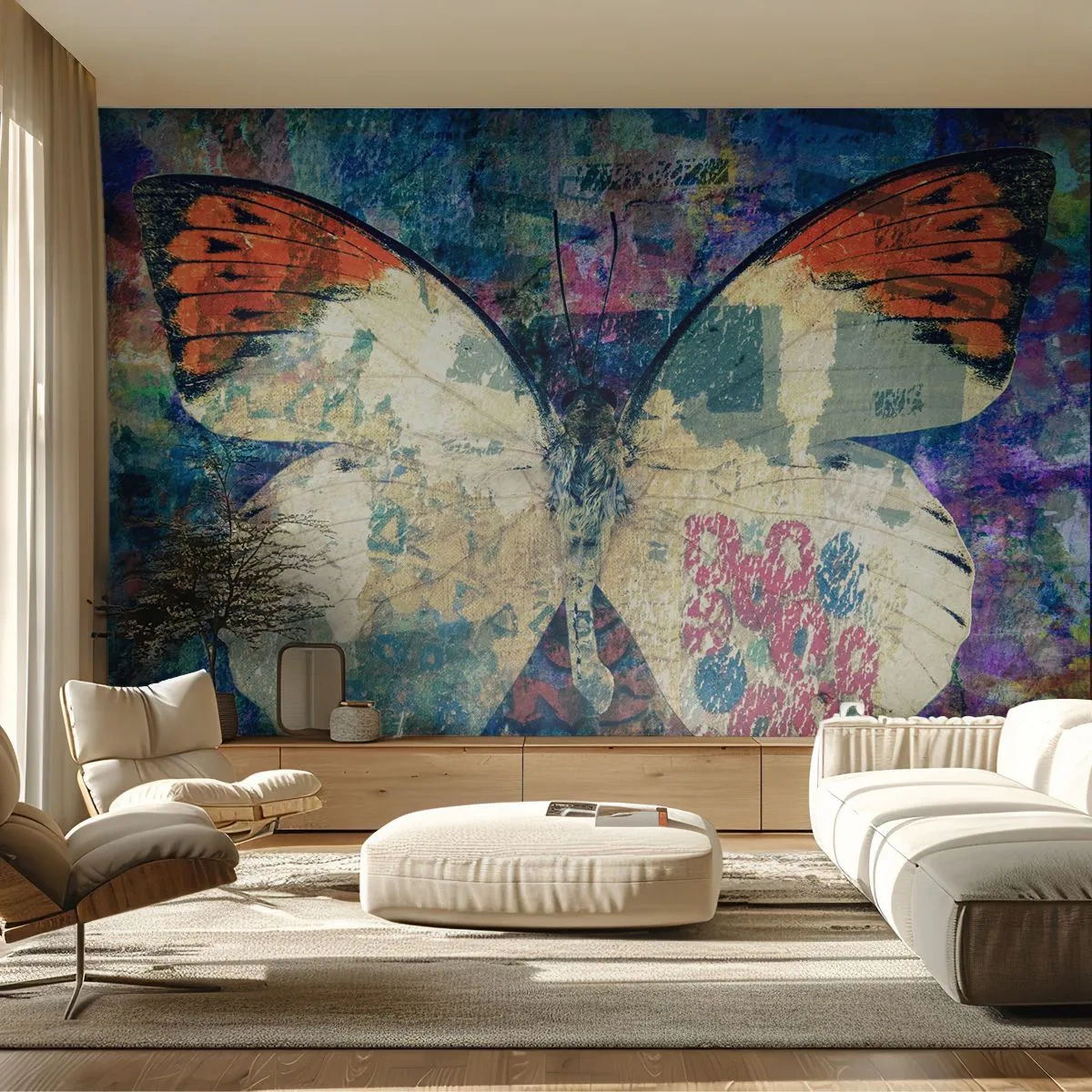Fototapet Standard Eco - Subtil skrøbelighed - Sommerfugl, Abstraktion, Stykke - 200x140 cm