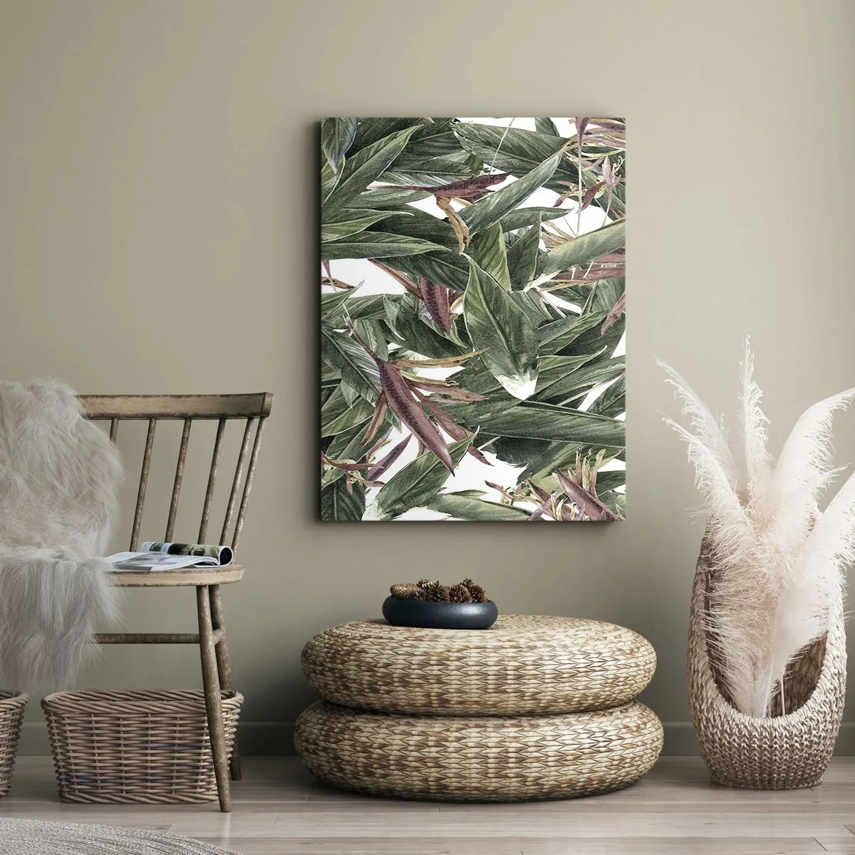 Lærredstryk - Billede på lærred - Smaragd- og syrenbuskads - 45x80 cm