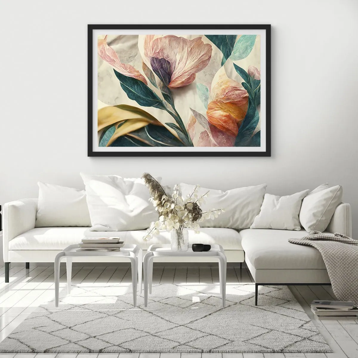 Plakat i sort ramme - Blomster på de sydlige øer - 70x50 cm