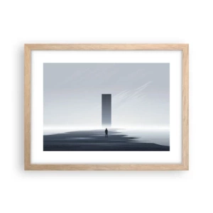 Plakat i ramme af lyst egetræ - Mulighed eller trussel? - 40x30 cm