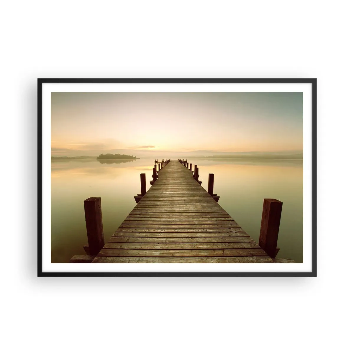 Plakat i sort ramme - Før daggry, daggry, lys - 100x70 cm