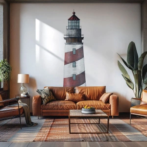 Fototapet Selvklæbende Deluxe Sticker - Altid på vagt - Fyrtårn, Nautisk, Ved havet - 150x105 cm