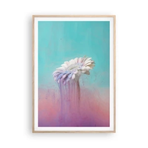 Plakat i ramme af lyst egetræ - Blomster efter døden - 70x100 cm