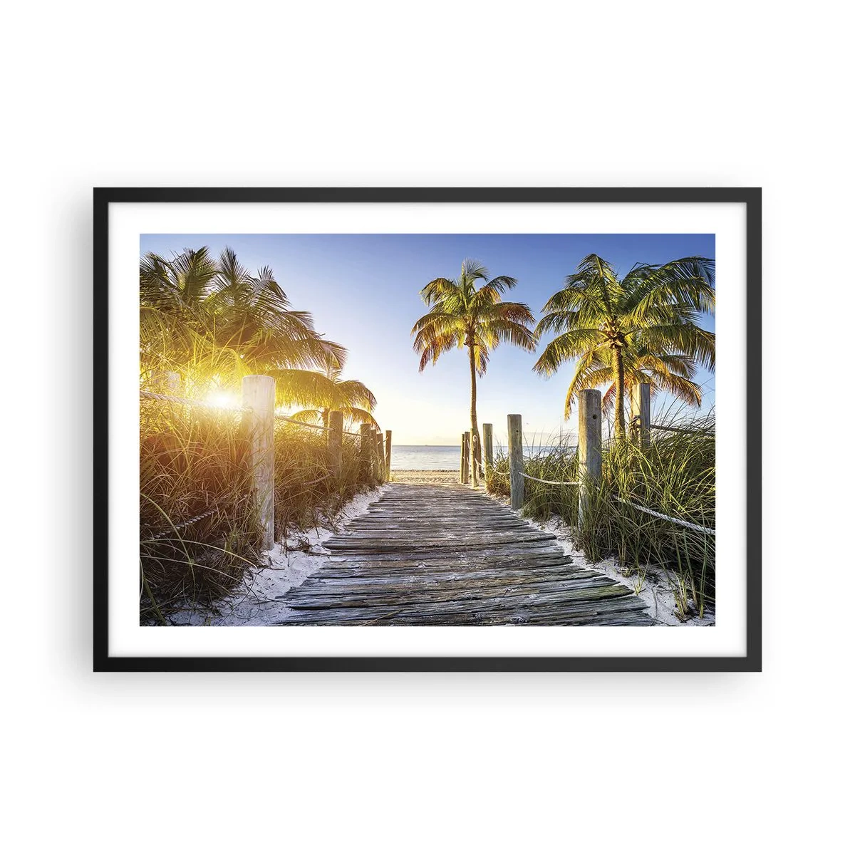 Plakat i sort ramme - Direkte til paradis - 70x50 cm